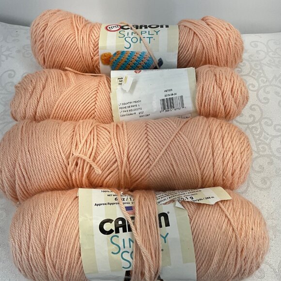 Caron Simply Soft Yarn Bundle 6 oz Light Country Peach Acrylic Medium - Picture 1 of 3